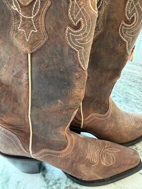 JBW Genuine Leather Western Cowboy Boots Brown Distressed Women’s 6B Mexico